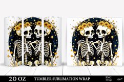 Golden Skeletons in Love PNG. Valentine Tumbler Wrap PNG Product Image 1
