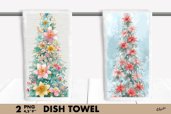Watercolor Christmas Tree Dish Towel Sublimation Product Image 1