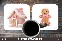 Christmas Gingerbread Coaster, Pink Bake PNG Product Image 1