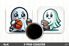 Sports Ghost Coaster PNG, Cute Halloween Ghost Coaster Product Image 1