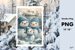 Watercolor Family Snowman Garden Flag Sublimation PNG Product Image 1