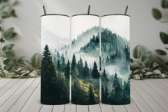 Watercolor Forest Landscape Digital Paper Background Product Image 6