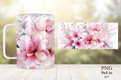 Watercolor Flower Mug PNG. Pink Pastel Flower Mug PNG Product Image 1