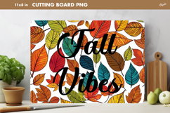 Fall Leaves Cutting Board Sublimation. Autumn Quote PNG Product Image 1