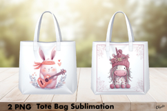 Funny Valentine Tote Bag PNG, Whimsical Animal Sublimation Product Image 1