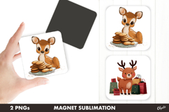 Christmas Eve Magnet PNG. Reindeer Magnet PNG Product Image 1