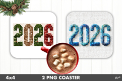 2026 Coaster PNG, Latch Hook Yarn Coaster PNG Product Image 1