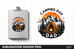 Dad BBQ Retro Round Sublimation, Flask BBQ Grill PNG Product Image 1