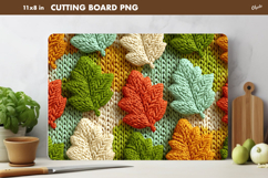 Fall Leaves Sublimation. Crochet Leaves Cutting Board PNG Product Image 1