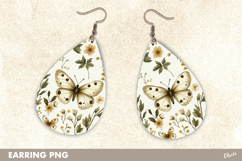 Earring Watercolor Sublimation. Spring Earrings Teardrop PNG Product Image 1