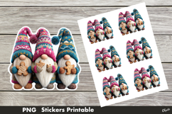 Knitting Gnome Sticker PNG. Christmas Gnome Stickers PNG Product Image 1