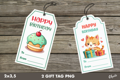 Birthday Gift Tag PNG, Kawaii labels, Gift Tag PNG Product Image 1