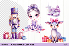 Watercolor Lilac Christmas Clipart PNG Product Image 1