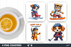Sport Animal Coaster PNG, Winter Sport Coaster PNG Product Image 1