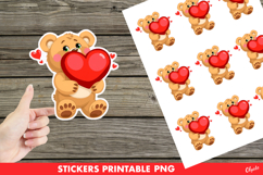Cute Lovely Bear with Heart Sticker PNG Product Image 1