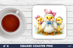 Easter Coaster Sublimation PNG, Cute Easter Chicks PNG Product Image 1