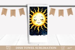 Celestial  Dish Towel Sublimation. Cute Black Magic Sun PNG Product Image 1