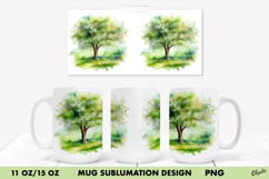 Watercolor Forest Mug Sublimation. 11 OZ, 15 OZ Mug Wrap Product Image 1
