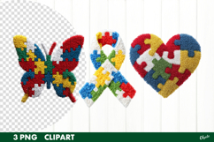 Faux Yarn Autism Sublimation, Autism Clipart PNG Product Image 1