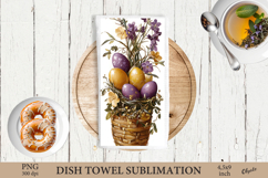 Easter Egg Dish Towel Sublimation, Watercolor Easter PNG Product Image 1