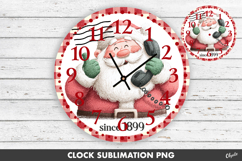 Christmas Clock Face Sublimation PNG. Santa Design Product Image 1
