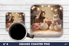 Farmhouse Coaster PNG. Christmas Coaster Sublimation Product Image 1