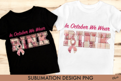 In October We Wear Pink. Patchwork Pink October PNG Product Image 1