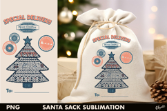 Santa Sack Sublimation PNG, Knitting Chrismas Tree PNG Product Image 1