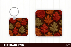 Crochet Autumn Leaves Square Keychain PNG Product Image 1