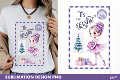 Lilac Christmas Post Stamp Sublimation, Tshirt Design PNG Product Image 1