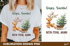 Oops, Santa! Cute Reindeer, Christmas Tree Sublimation PNG Product Image 1