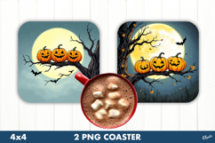 Funny Pumpkins Coaster PNG. Halloween Pumpkins Coaster Product Image 1