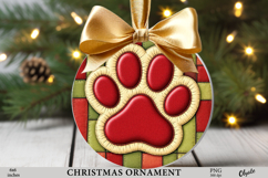 Dog Christmas Ornament PNG, Paw Sublimation PNG Product Image 1