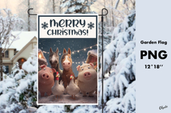 Farmhouse Christmas Garden Flag PNG. Animal Farm PNG Product Image 1