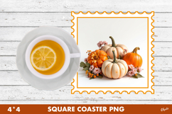 Pumpkin Coaster PNG. Thanksgiving Square Coaster Product Image 1