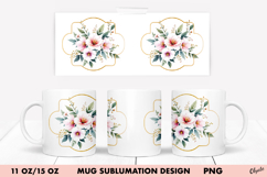 Watercolor Flower Mug Wrap Sublimation. 11 OZ, 15 OZ Mug Product Image 1