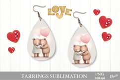 Valentines Day Earring Sublimation. Teardrop Earring PNG Product Image 1