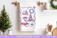 Christmas Frame Dish Towel PNG. Watercolor Christmas PNG Product Image 1