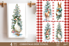 Christmas Animal Dish Towel Sublimation PNG Product Image 1