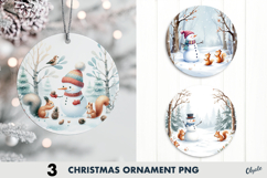 Snowman Ornament Sublimation PNG, Christmas Ornament  Product Image 1