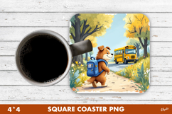 Back to School Coaster PNG. Cheerful Dog Sublimation Product Image 1