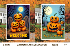 Pumpkin Monster Garden Flag PNG. Halloween Garden Flag Product Image 1
