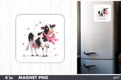 Funny Cow Magnet Sublimation, Valentine Magnet PNG Product Image 1
