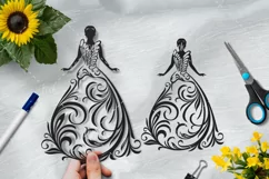 Couple wedding Svg, woman in dress svg, wedding dress Product Image 5