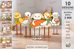 3D Easter Characters Bundle Laser Cut. Stand Decor SVG Product Image 1