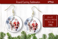 Christmas Round Earring Santa Sublimation Designs Christmas Product Image 1