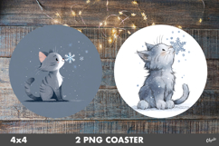 Christmas Cute Animal Round Coaster PNG Product Image 1