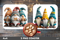 Crochet Gnome Coaster PNG. Christmas Gnome Coaster Product Image 1