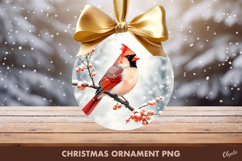 Christmas Ornament. Cardinal Ornament Sublimation PNG Product Image 1