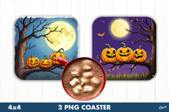 Halloween Pumpkins Coaster PNG. Funny Pumpkins Coaster Product Image 1